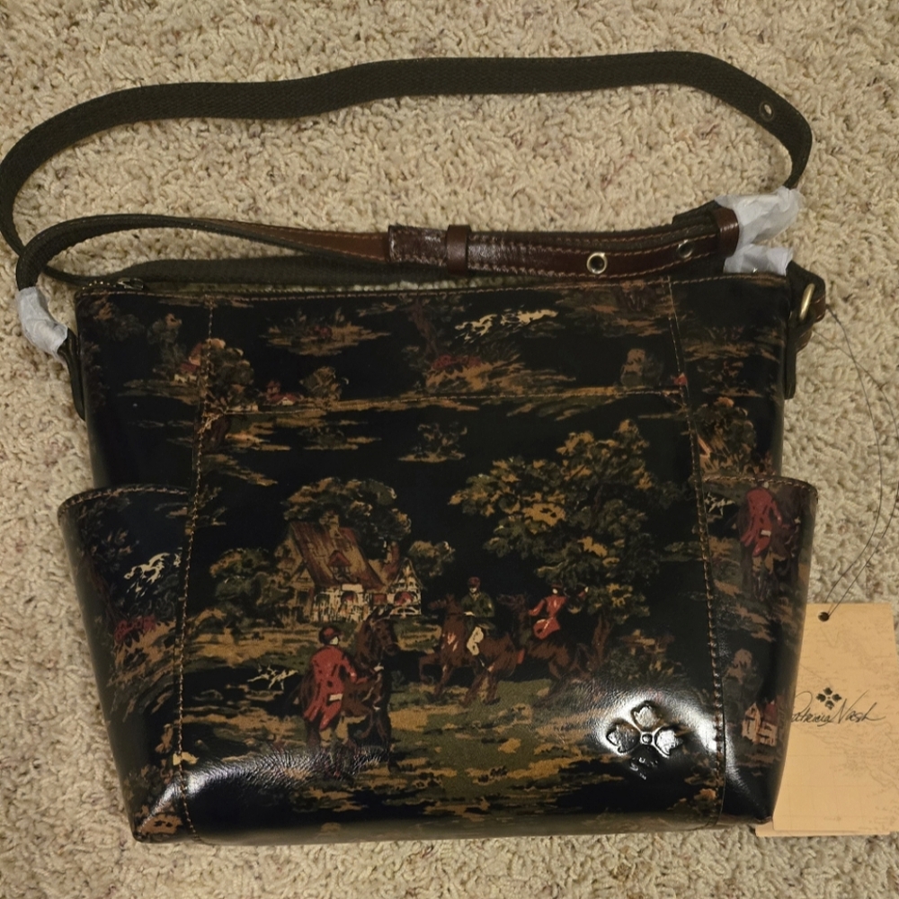 Patricia Nash Kent Countryside Aveley Multi Pocket Leather Suede Crossbody Bag